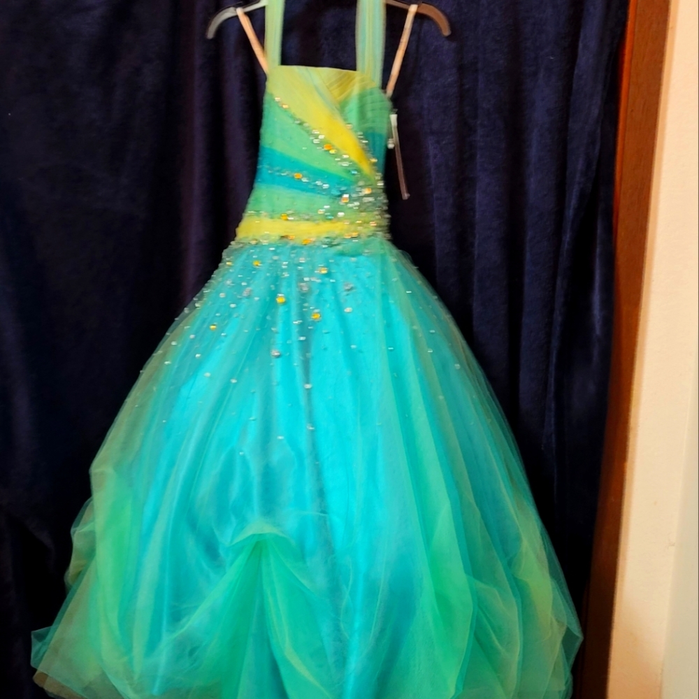 pageant dress aqua mermaid